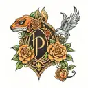 P and J hidden  tattoo design idea