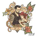 P and J hidden  tattoo design idea