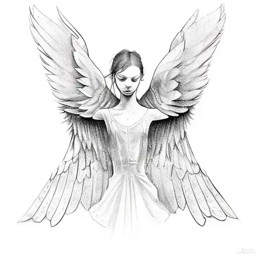Falling angel with broken wings tattoo design idea