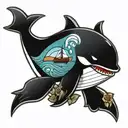 San juan Islands, boat, orca whale tattoo design idea