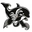 San juan Islands, boat, orca whale tattoo design idea