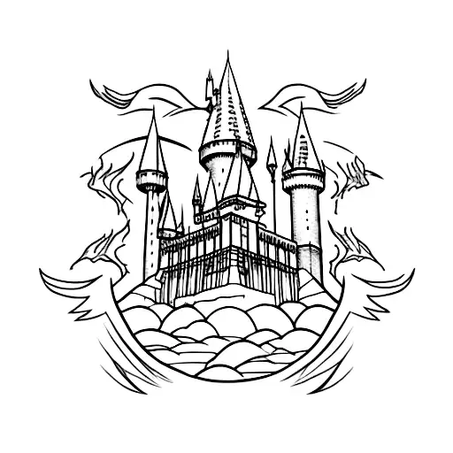 hogwarts castle tattoo design idea