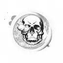 moon, death, blackwork, scratch tattoo design idea
