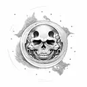 moon, death, blackwork, scratch tattoo design idea