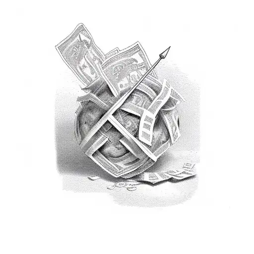 man pillory dollar bill  tattoo design idea