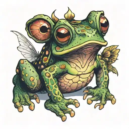 bufo frog with fairy wings tattoo design idea