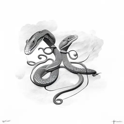 Snake with ravens tattoo design idea