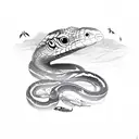 Snake with ravens tattoo design idea