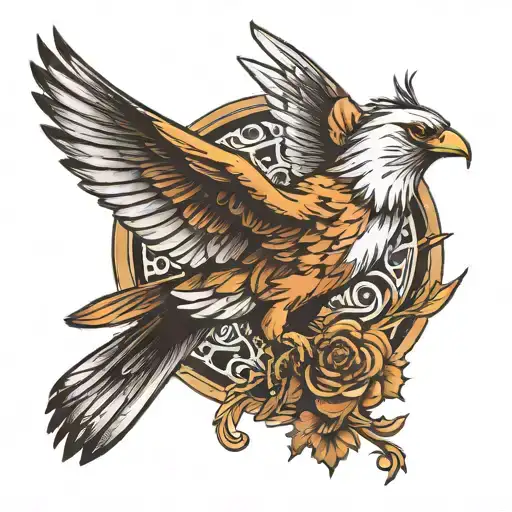 sparrow turning into eagle soaring tattoo design idea