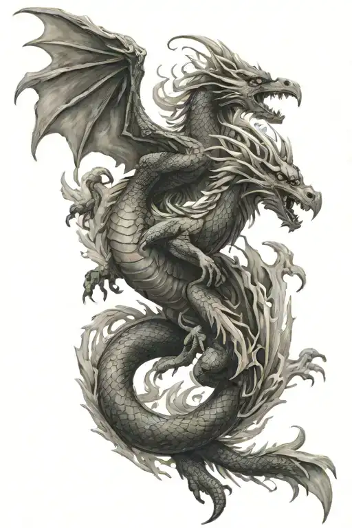 Dragon, Phoenix, Alexander The Great  tattoo design idea