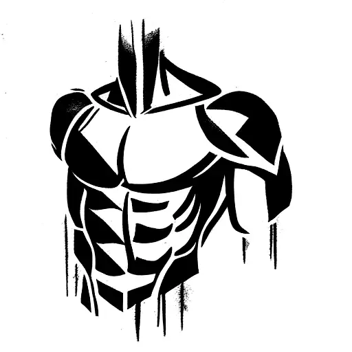 Soldier Sparta style out of movie, upper chest, drawn with pencil tattoo design idea