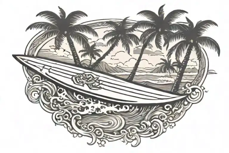 simple Costa Rica surf board tattoo design idea