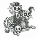 tim burtons jack skeleton and dog tattoo design idea