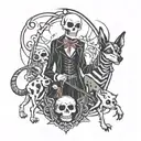 tim burtons jack skeleton and dog tattoo design idea