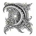 sickle and moon gothic style tattoo design idea