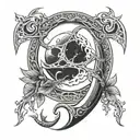 sickle and moon gothic style tattoo design idea