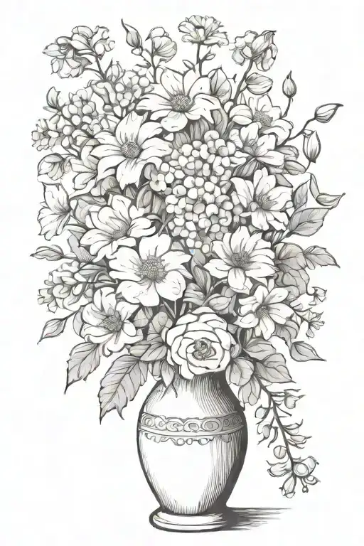 vase full of flowers tattoo design idea