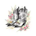 cowboy boot rustic looking with flowers coming out of it tattoo design idea