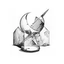 broken hourglass with dark clouds surrounding it tattoo design idea