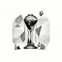 broken hourglass with dark clouds surrounding it tattoo design idea