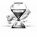 broken hourglass with dark clouds surrounding it tattoo design idea