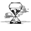 broken hourglass with dark clouds surrounding it tattoo design idea