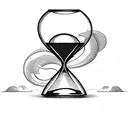 broken hourglass with dark clouds surrounding it tattoo design idea