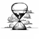 broken hourglass with dark clouds surrounding it tattoo design idea