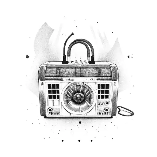 boombox in the style of sacred heart tattoo design idea