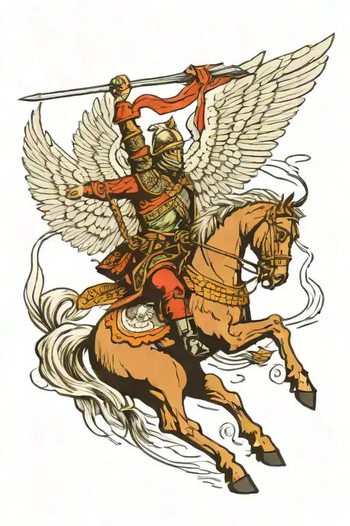 winged hussar attacks Moscow archers tattoo design idea