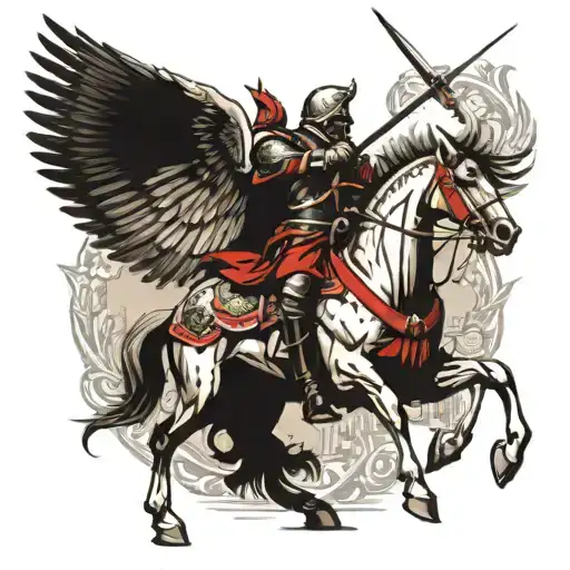 winged hussar attacks Moscow archers tattoo design idea