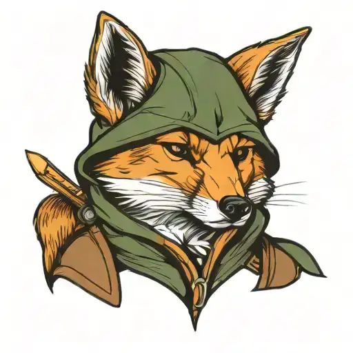 robin hood fox tattoo design idea