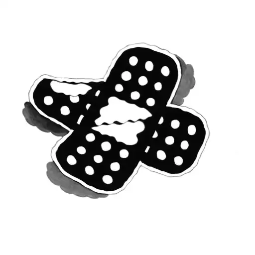 a black and white polka dot bandage tattoo design idea