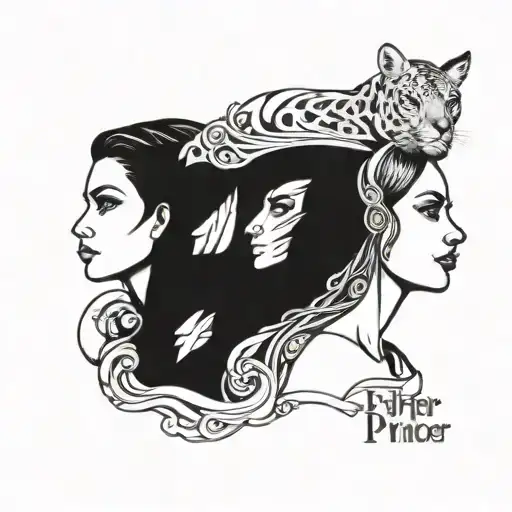 father, daughter, mother pride fierce tattoo design idea