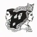 father, daughter, mother pride fierce tattoo design idea