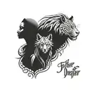 father, daughter, mother pride fierce tattoo design idea