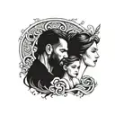 father, daughter, mother pride fierce tattoo design idea