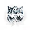 father and son wolf  tattoo design idea