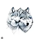 father and son wolf  tattoo design idea