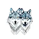 father and son wolf  tattoo design idea