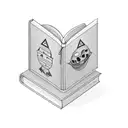 A creepy haunted library with floating books and stars tattoo design idea