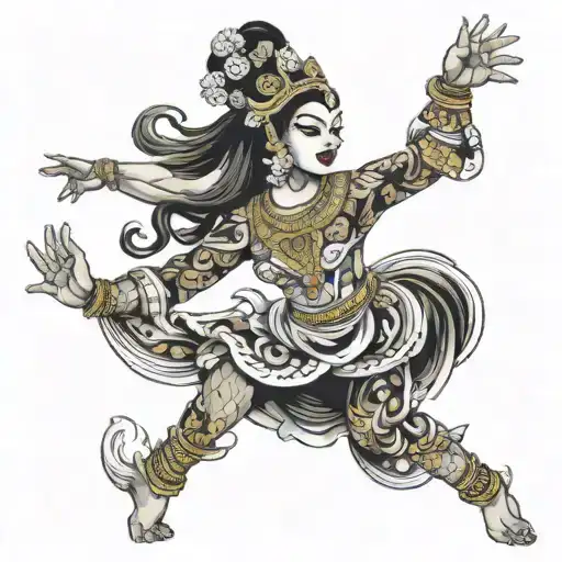 bali dancer gracefully moving tattoo design idea