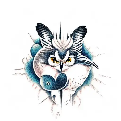 5 birds flying through obstacles tattoo design idea