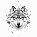 Wolf face that has its face split down the middle with an arrow that has the word "burden" filled in it. tattoo design idea