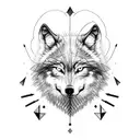 Wolf face that has its face split down the middle with an arrow that has the word "burden" filled in it. tattoo design idea