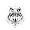Wolf face that has its face split down the middle with an arrow that has the word "burden" filled in it. tattoo design idea