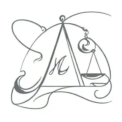 libra with a letter M D I Ž  tattoo design idea