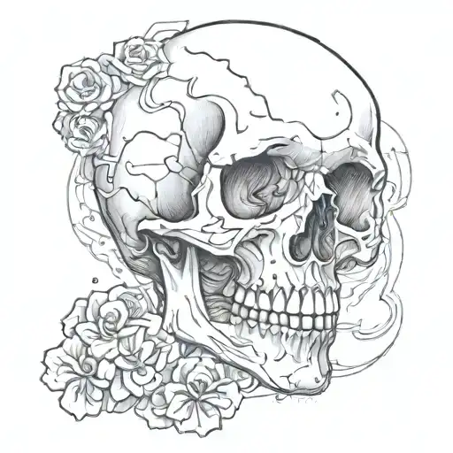 crying skull tattoo design idea