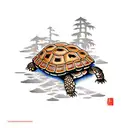 box turtle in a cedar forest tattoo design idea