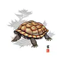 box turtle in a cedar forest tattoo design idea
